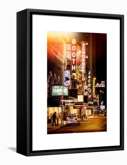 Instants of NY Series - The Booth Theatre at Broadway - Urban Street Scene by Night with a NYPD-Philippe Hugonnard-Framed Stretched Canvas