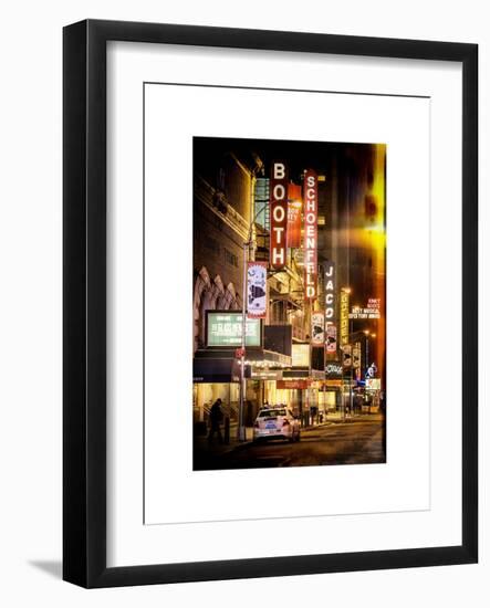 Instants of NY Series - The Booth Theatre at Broadway - Urban Street Scene by Night with a NYPD-Philippe Hugonnard-Framed Art Print