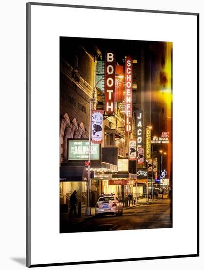 Instants of NY Series - The Booth Theatre at Broadway - Urban Street Scene by Night with a NYPD-Philippe Hugonnard-Mounted Art Print