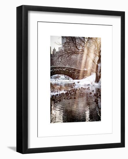 Instants of NY Series - the Gapstow Bridge of Central Park in Winter, Manhattan in New York City-Philippe Hugonnard-Framed Art Print