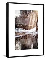 Instants of NY Series - the Gapstow Bridge of Central Park in Winter, Manhattan in New York City-Philippe Hugonnard-Framed Stretched Canvas