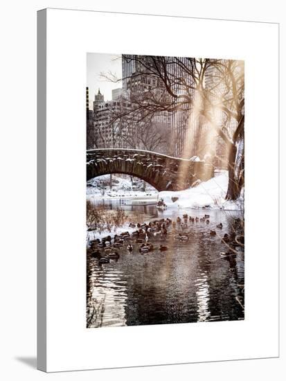 Instants of NY Series - the Gapstow Bridge of Central Park in Winter, Manhattan in New York City-Philippe Hugonnard-Stretched Canvas