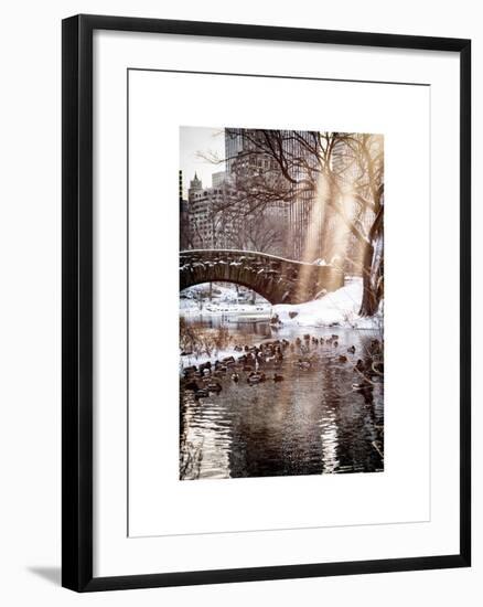 Instants of NY Series - the Gapstow Bridge of Central Park in Winter, Manhattan in New York City-Philippe Hugonnard-Framed Art Print