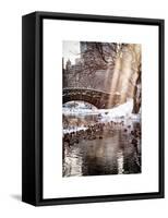 Instants of NY Series - the Gapstow Bridge of Central Park in Winter, Manhattan in New York City-Philippe Hugonnard-Framed Stretched Canvas