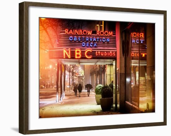 Instants of NY Series - the NBC Studios in the New York City in the Snow at Night-Philippe Hugonnard-Framed Photographic Print