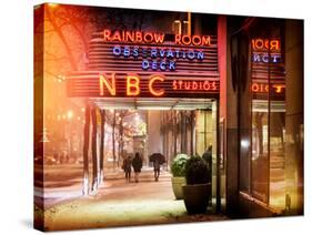Instants of NY Series - the NBC Studios in the New York City in the Snow at Night-Philippe Hugonnard-Stretched Canvas