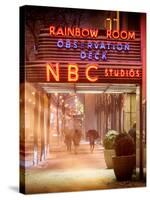 Instants of NY Series - the NBC Studios in the New York City in the Snow at Night-Philippe Hugonnard-Stretched Canvas