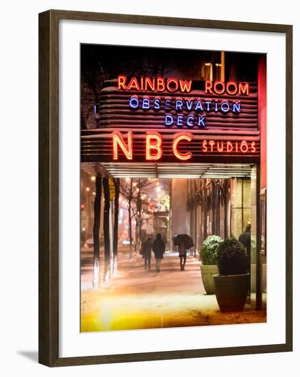 Instants of NY Series - the NBC Studios in the New York City in the Snow at Night-Philippe Hugonnard-Framed Photographic Print