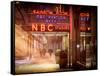 Instants of NY Series - the NBC Studios in the New York City in the Snow at Night-Philippe Hugonnard-Framed Stretched Canvas