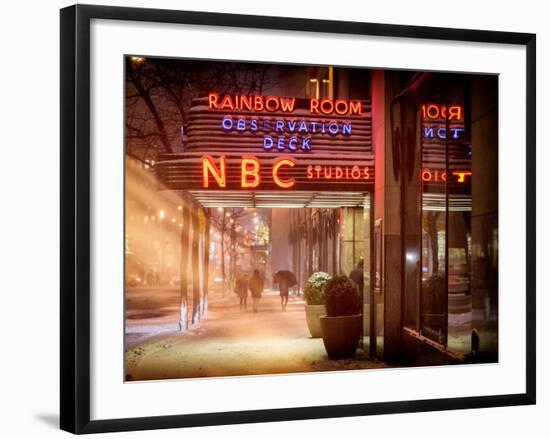 Instants of NY Series - the NBC Studios in the New York City in the Snow at Night-Philippe Hugonnard-Framed Photographic Print