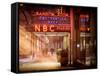 Instants of NY Series - the NBC Studios in the New York City in the Snow at Night-Philippe Hugonnard-Framed Stretched Canvas