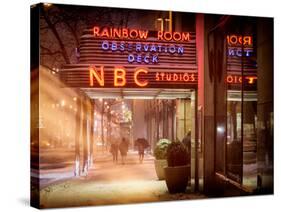 Instants of NY Series - the NBC Studios in the New York City in the Snow at Night-Philippe Hugonnard-Stretched Canvas