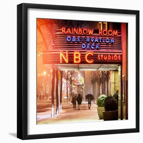 Instants of NY Series - the NBC Studios in the New York City in the Snow at Night-Philippe Hugonnard-Framed Photographic Print