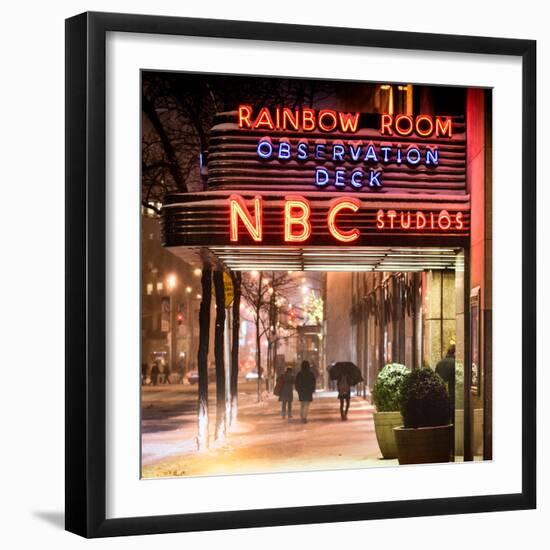 Instants of NY Series - the NBC Studios in the New York City in the Snow at Night-Philippe Hugonnard-Framed Photographic Print