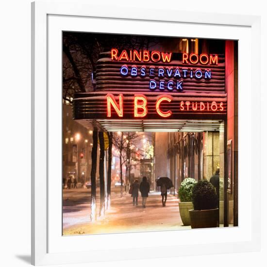 Instants of NY Series - the NBC Studios in the New York City in the Snow at Night-Philippe Hugonnard-Framed Photographic Print