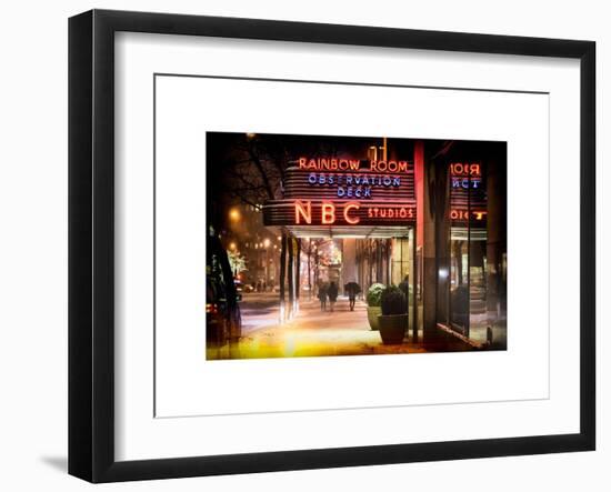 Instants of NY Series - the NBC Studios in the New York City in the Snow at Night-Philippe Hugonnard-Framed Art Print