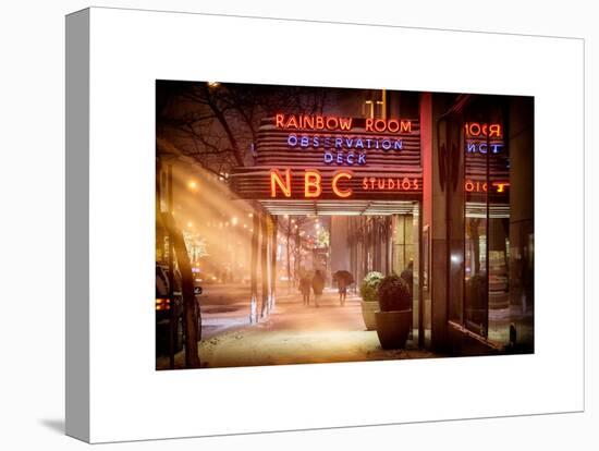 Instants of NY Series - the NBC Studios in the New York City in the Snow at Night-Philippe Hugonnard-Stretched Canvas