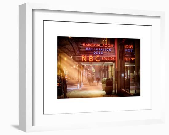 Instants of NY Series - the NBC Studios in the New York City in the Snow at Night-Philippe Hugonnard-Framed Art Print