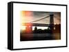 Instants of NY Series - The Williamsburg Bridge at Nightfall - Lower East Side of Manhattan-Philippe Hugonnard-Framed Stretched Canvas