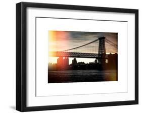 Instants of NY Series - The Williamsburg Bridge at Nightfall - Lower East Side of Manhattan-Philippe Hugonnard-Framed Art Print