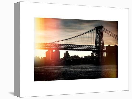 Instants of NY Series - The Williamsburg Bridge at Nightfall - Lower East Side of Manhattan-Philippe Hugonnard-Stretched Canvas