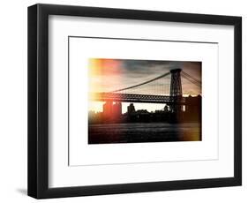 Instants of NY Series - The Williamsburg Bridge at Nightfall - Lower East Side of Manhattan-Philippe Hugonnard-Framed Art Print