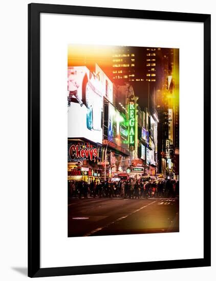 Instants of NY Series - Times Square Urban Scene by Night - Manhattan - New York-Philippe Hugonnard-Framed Art Print