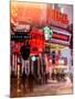 Instants of NY Series - Urban Night Street Scene in Times Square in Snow in Winter-Philippe Hugonnard-Mounted Photographic Print
