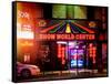 Instants of NY Series - Urban Scene by Night - Vintage Store in Times Square - Manhattan-Philippe Hugonnard-Framed Stretched Canvas