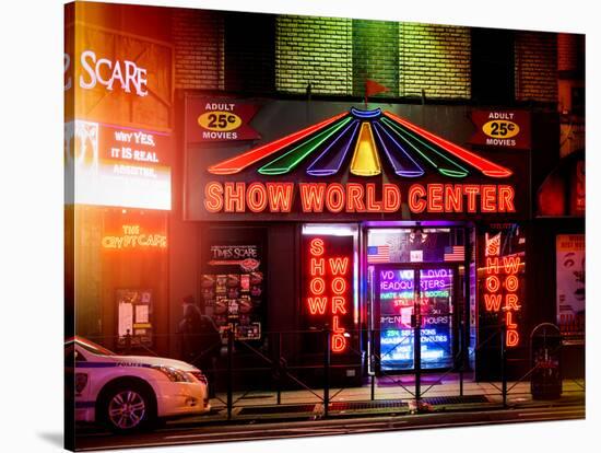 Instants of NY Series - Urban Scene by Night - Vintage Store in Times Square - Manhattan-Philippe Hugonnard-Stretched Canvas