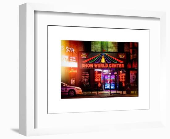 Instants of NY Series - Urban Scene by Night - Vintage Store in Times Square - Manhattan-Philippe Hugonnard-Framed Art Print