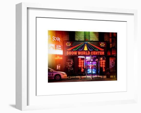 Instants of NY Series - Urban Scene by Night - Vintage Store in Times Square - Manhattan-Philippe Hugonnard-Framed Art Print