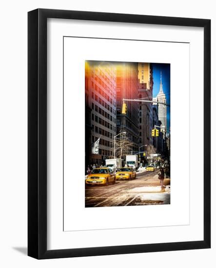 Instants of NY Series - Urban Scene with the Empire State Building in Winter-Philippe Hugonnard-Framed Art Print