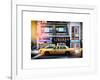 Instants of NY Series - Urban Scene with Yellow Taxis Manhattan Winter-Philippe Hugonnard-Framed Art Print