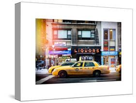 Instants of NY Series - Urban Scene with Yellow Taxis Manhattan Winter-Philippe Hugonnard-Stretched Canvas