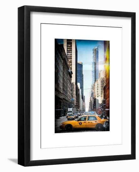 Instants of NY Series - Urban Scene with Yellow Taxis-Philippe Hugonnard-Framed Art Print