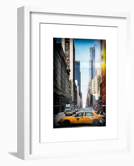 Instants of NY Series - Urban Scene with Yellow Taxis-Philippe Hugonnard-Framed Art Print