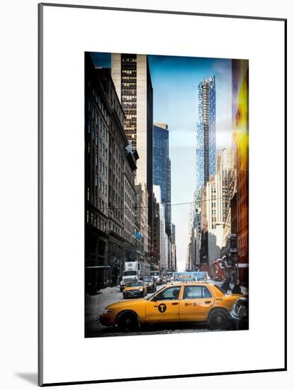 Instants of NY Series - Urban Scene with Yellow Taxis-Philippe Hugonnard-Mounted Art Print
