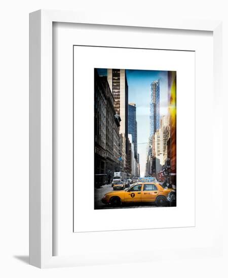 Instants of NY Series - Urban Scene with Yellow Taxis-Philippe Hugonnard-Framed Art Print