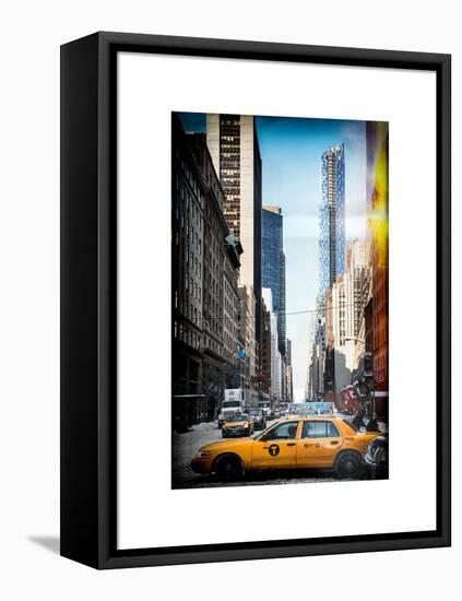 Instants of NY Series - Urban Scene with Yellow Taxis-Philippe Hugonnard-Framed Stretched Canvas