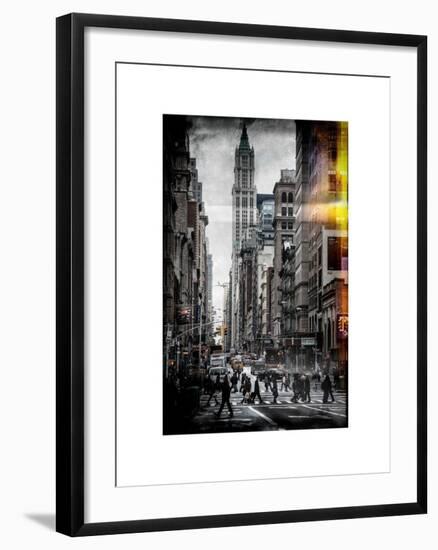 Instants of NY Series - Urban Street Scene in Broadway - Canal Street - Manhattan - New York-Philippe Hugonnard-Framed Art Print