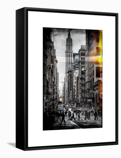 Instants of NY Series - Urban Street Scene in Broadway - Canal Street - Manhattan - New York-Philippe Hugonnard-Framed Stretched Canvas