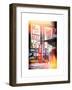 Instants of NY Series - Urban Street Scene with a Yellow Taxi in Winter-Philippe Hugonnard-Framed Art Print