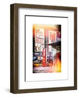 Instants of NY Series - Urban Street Scene with a Yellow Taxi in Winter-Philippe Hugonnard-Framed Art Print
