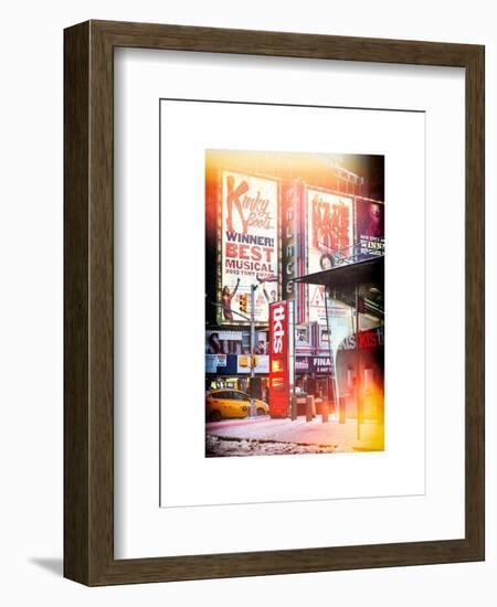 Instants of NY Series - Urban Street Scene with a Yellow Taxi in Winter-Philippe Hugonnard-Framed Art Print