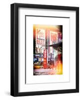 Instants of NY Series - Urban Street Scene with a Yellow Taxi in Winter-Philippe Hugonnard-Framed Art Print