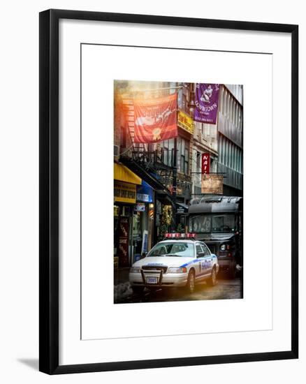 Instants of NY Series - Urban Street Scene with NYC Sheriff Car in Fulton Street-Philippe Hugonnard-Framed Art Print