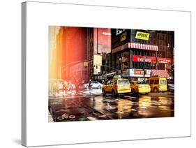 Instants of NY Series - Urban Street Scene with NYC Yellow Taxis - Cabs in Winter-Philippe Hugonnard-Stretched Canvas