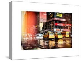 Instants of NY Series - Urban Street Scene with NYC Yellow Taxis - Cabs in Winter-Philippe Hugonnard-Stretched Canvas