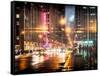 Instants of NY Series - Urban Street View on Avenue of the Americas by Night-Philippe Hugonnard-Framed Stretched Canvas